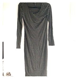 Black and Grey Striped Midi